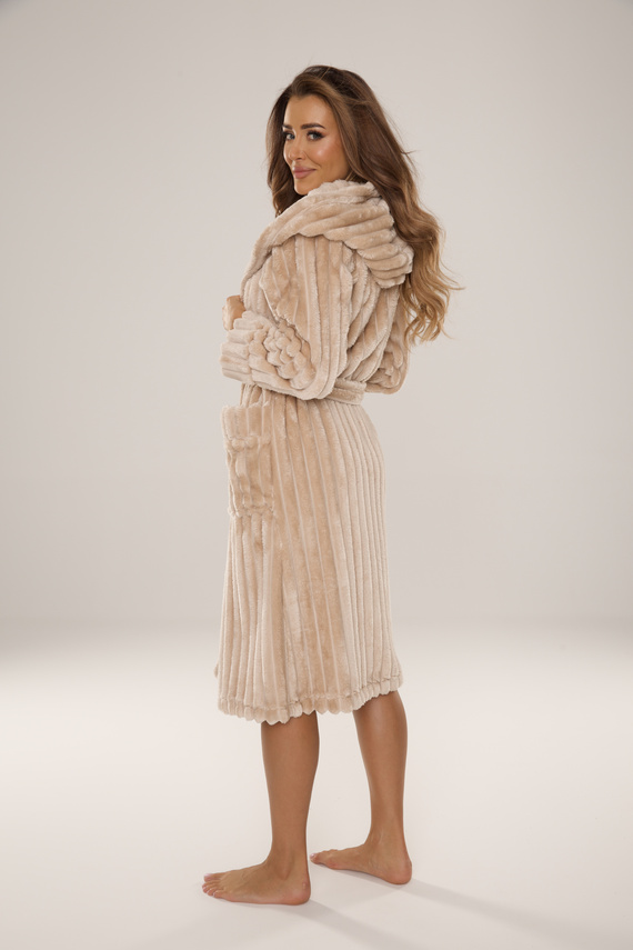 887 Sutton Szlafrok damski De Lafense z kapturem – ciepły, miękki, soft, piasek