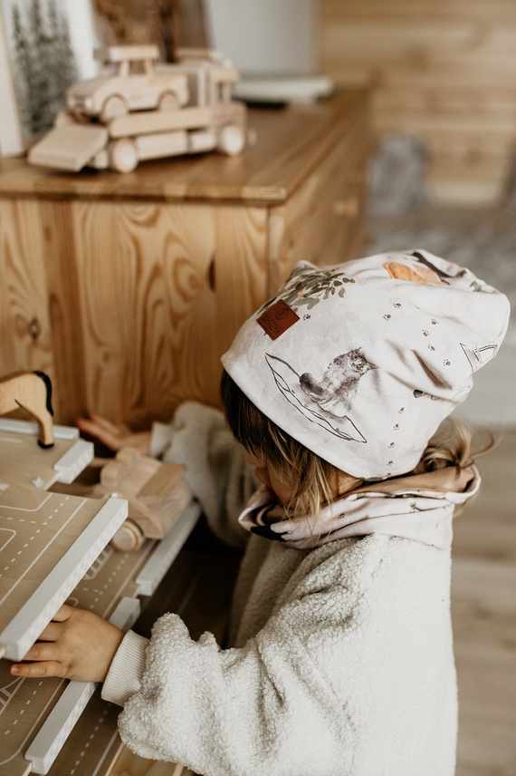 Czapka dziecięca + komin Meow Stories - Makaszka