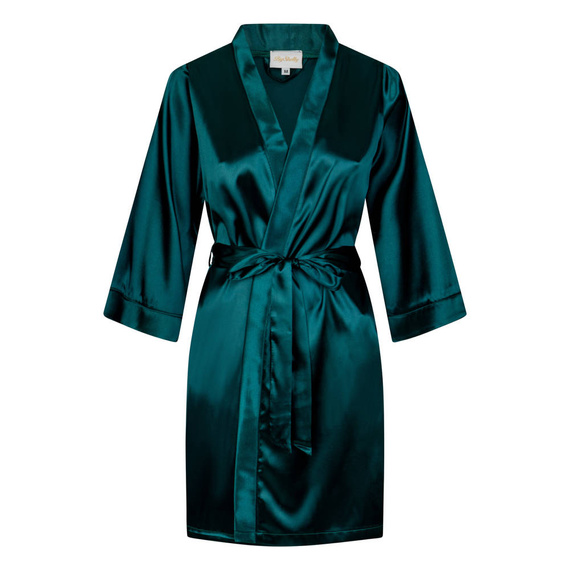 Vesna Szlafrok damski satynowy ByShelly - butelkowy zielony