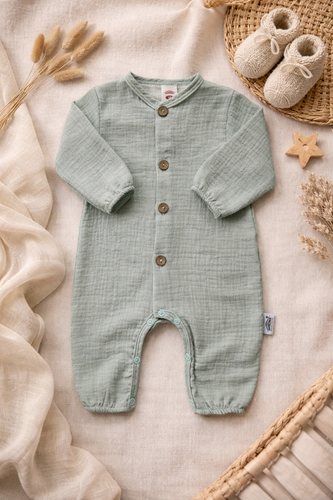 "Just Muslin Blue" Makoma Pajac muślinowy