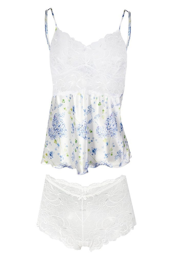 Flowers Komplet piżama damska DKaren DK-KA 004 ecru