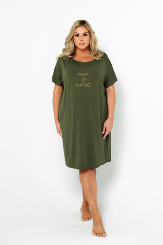 Natura Damska koszula nocna, krótki rękaw Italian Fashion - khaki
