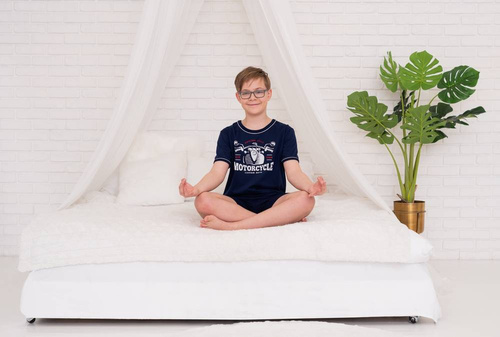 Piżama chłopięca krótki rękaw, spodnie Italian Fashion Gibson - granat