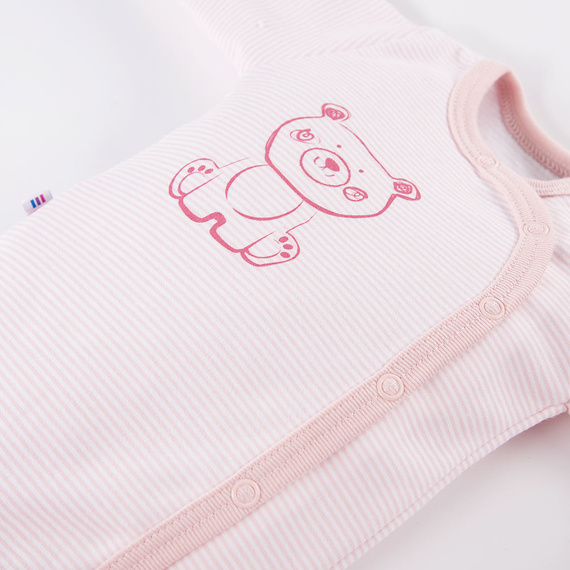 Big Bear Eevi Body z długim rękawem rozpinane - różowy paski