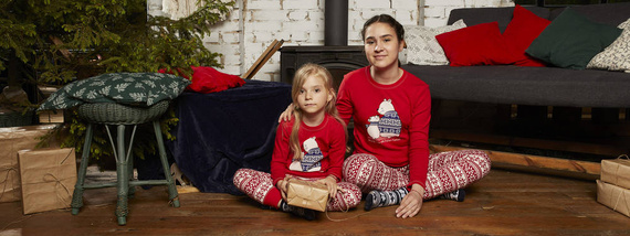 Piżama dziewczęca długi rękaw, spodnie Italian Fashion Arktyka - czerwony/druk