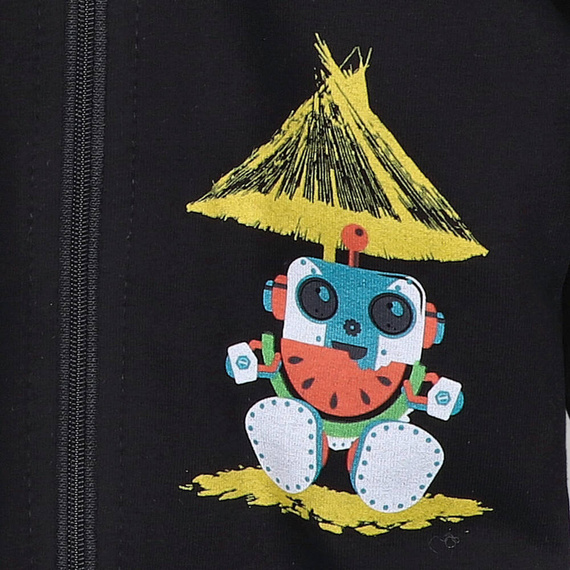 ABN-2943/CZA/056 Summer Robots Bluza dresowa z bawełny organicznej Nini czarny