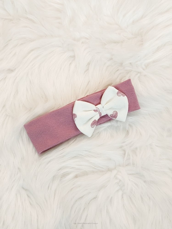 Serduszka Bambarillo opaska z kokardką granatowo-różowy