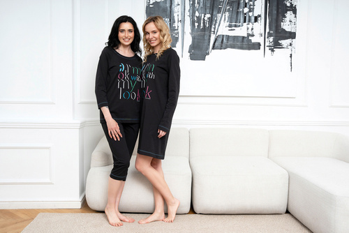 Olza Piżama Damska 3/4 rękaw, 3/4 spodnie Italian Fashion - czarny