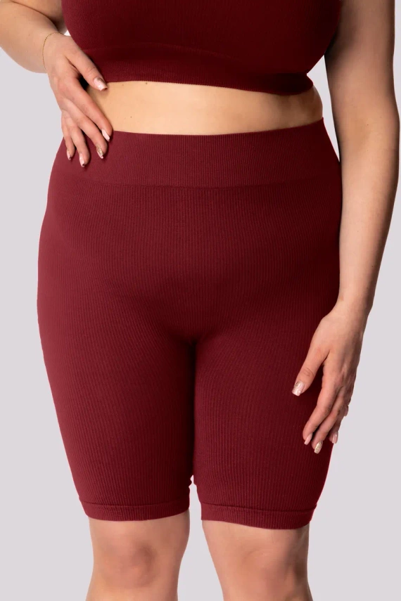 Ribbed spodenki bikery damskie prążek Mona burgund