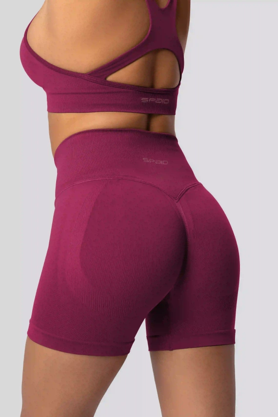 Spaio PUSH-UP PRO spodenki modelujące bezszwowe fitness szorty red wine