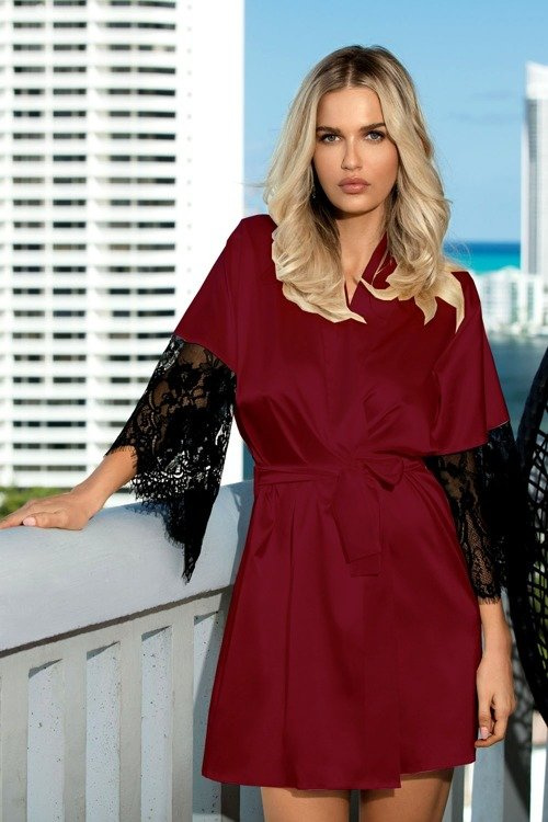 Dagmara Satynowy Szlafrok Damski DKaren - błękit