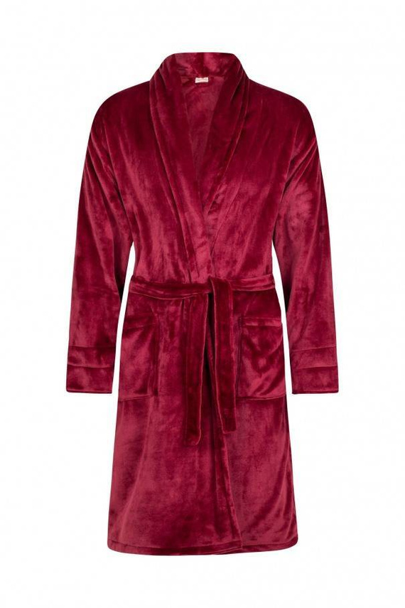 Super Babcia Szlafrok damski polarowy ByShelly - bordowy/złoty