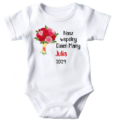 "Nasz współny dzień mamy z imieniem" Moocha Body krótki rękaw biały