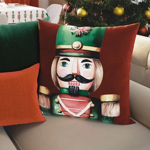 PBN279 Dziadki do orzechów Poszewka świąteczna Markizeta czerwony