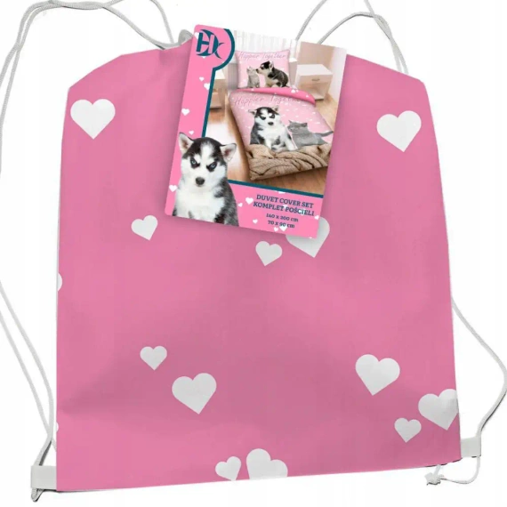 CD-0037BL Pies i Kot Pościel + worek Halantex różowy