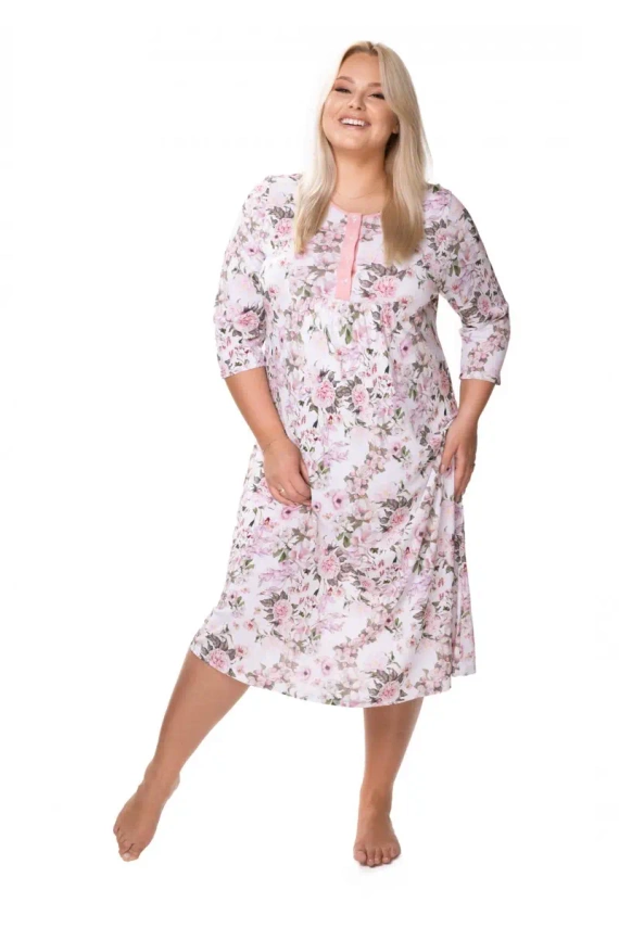 86442 Pola koszula nocna z rozpinanym dekoltem Mewa różowy