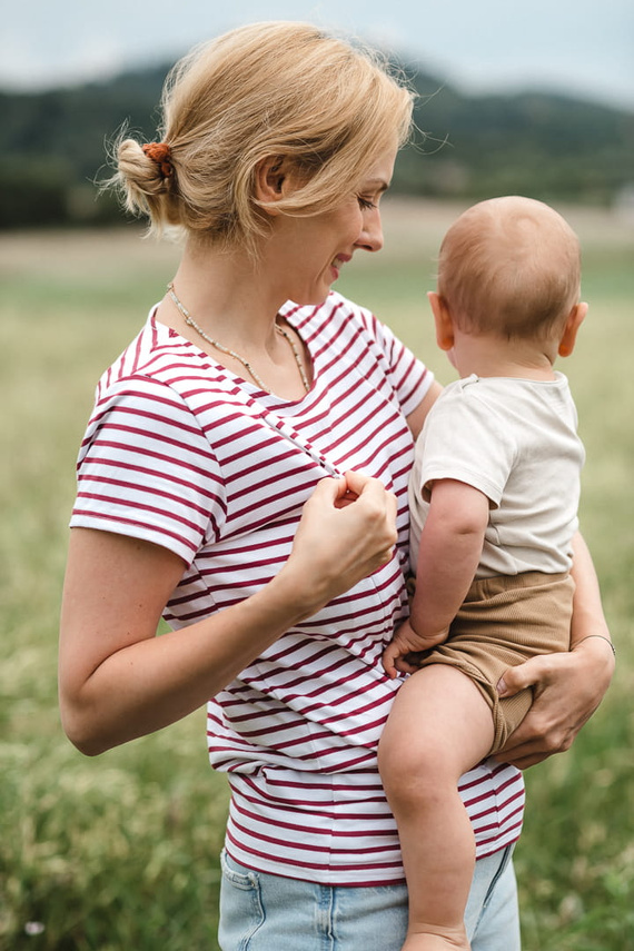 Bluzka do karmienia z krótkim rękawem Milk&Love w paski