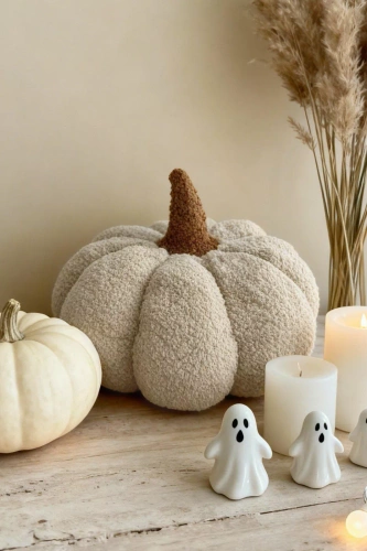 Dynia boucle Poduszka dekoracyjna Spod Igły i Nitki – beżowa, ozdoba jesienna i na Halloween