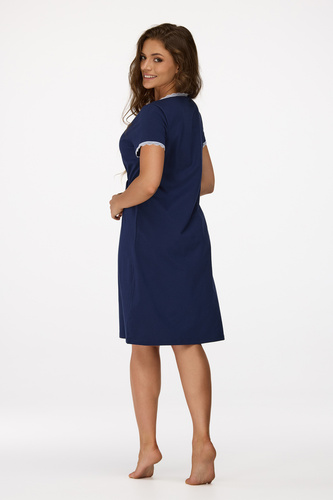 no. 36 Koszula nocna ciążowa Senizo granatowy– bawełna 100%, koronka, krótki rękaw, do karmienia