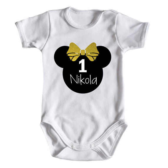 Body krótki rękaw " 1 urodziny roczek" Moocha złoty