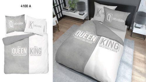 4100 A Holland 129 Pościel bawełniana Queen King Detexpol szary/biały