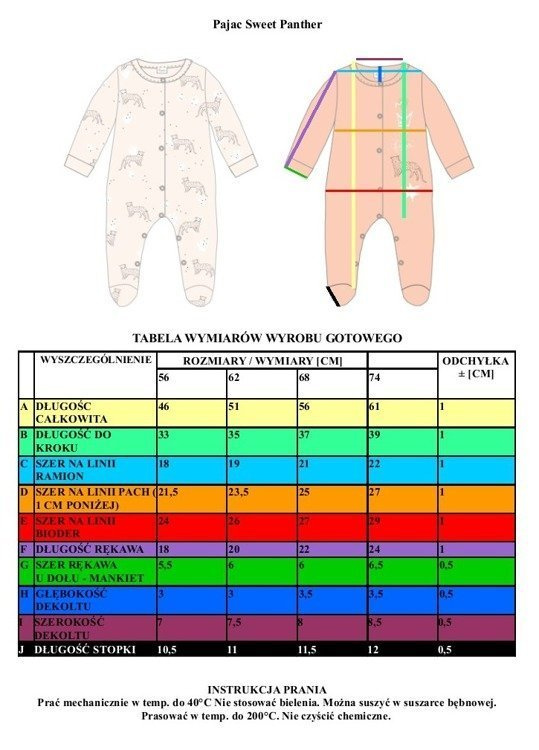 Pajac niemowlęcy "Secret Forest" Pinokio - curry