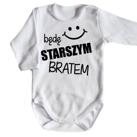 "Będę STARSZYM bratem v2" Moocha body długi rękaw biały 