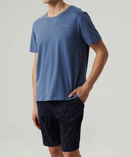 NMP-385  Piżama męska krótki rękaw, Atlantic- granatowy