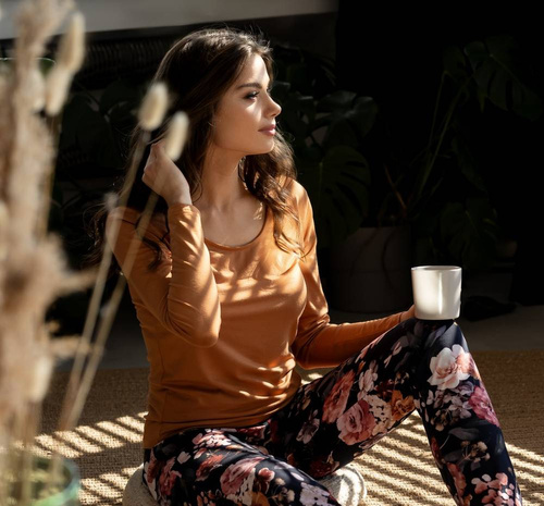 Marie Piżama damska Momenti Per Me carmel-Navy