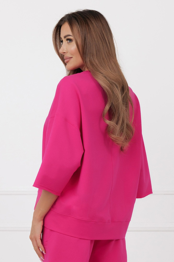 Bluza Kaori Italian Fashion 3/4 rękaw bawełna elastan- fuksja