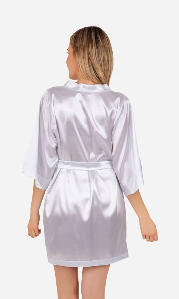 Vesna Szlafrok damski satynowy ByShelly - biały