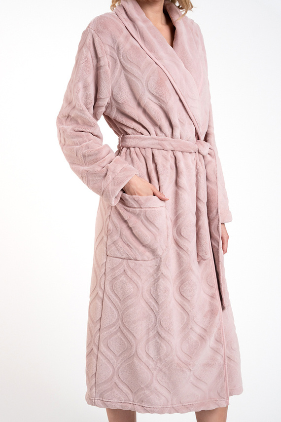 Morena Szlafrok damski polarowy Іtalian Fashion - pudrowy róż