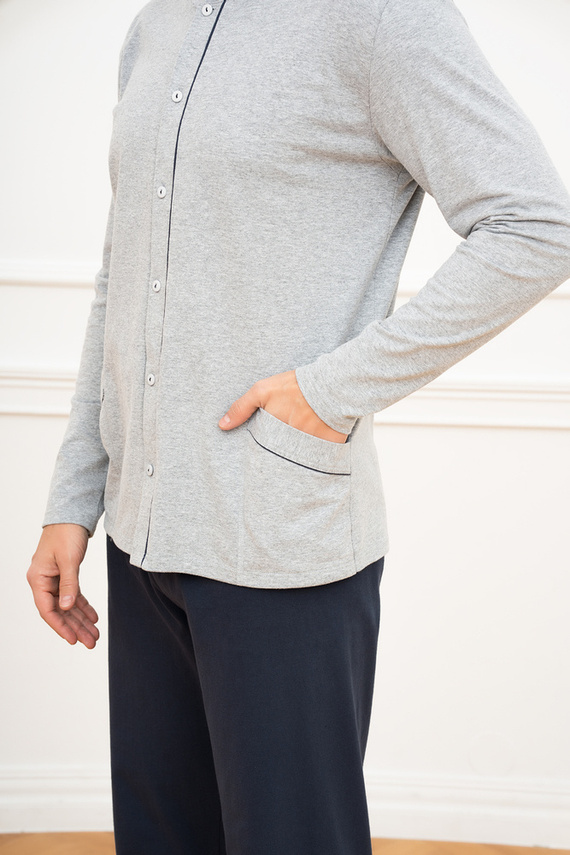 Alcest Męska długi rękaw, długie spodnie Italian Fashion - granatowy