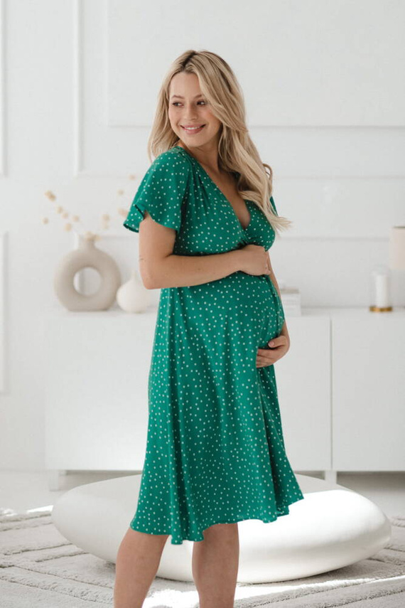 Milk Shake Milk&Love Sukienka do karmienia krótki rękaw zielona w groszki