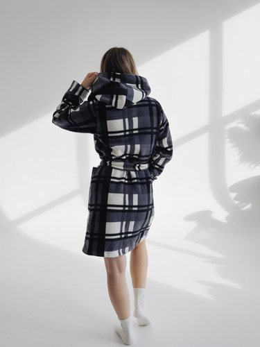 031 Kocyk Szlafrok De Lafense – ciepły polarowy szlafrok damski Super Cozy, szary