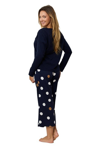 Oceane PS75 Piżama damska Mefemi – wiskozowa, długa, w grochy