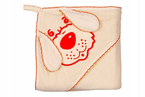 Niemowlęce okrycie kąpielowe "Piesek" Terjan - ecru