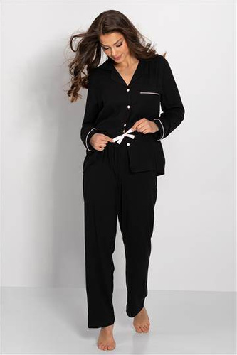 Paris piżama damska rozpinana Momenti Per Me black 