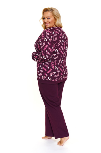 7320 Rozpinana piżama damska plus size Doctor Nap – bawełna, wygoda i styl - burgundy
