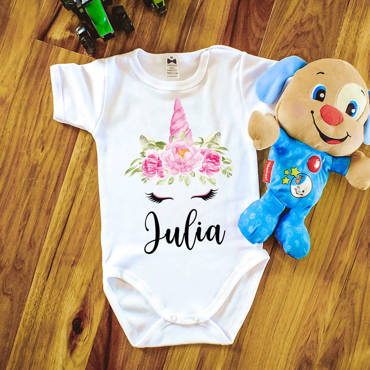 "JEDNOROŻEC z imieniem" Moocha Body krótki rękaw biały