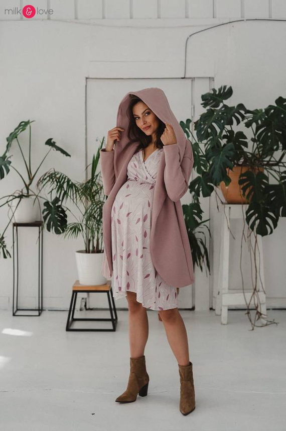 Two Ways MIDI Milk&Love Sukienka ciążowa i do karmienia granatowa w listki