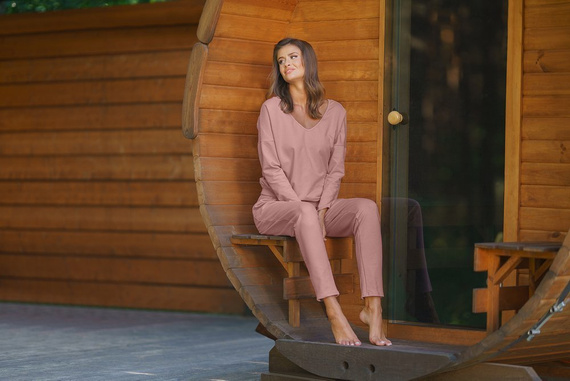 Karina Komplet Damski długi rękaw, spodnie Italian Fashion - karmelowy