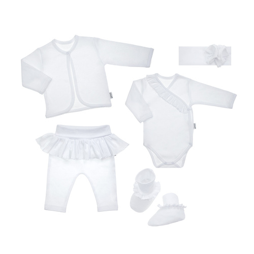 Komplet chrzcielny 5-częściowy nadruk 169061 Nicol - biały