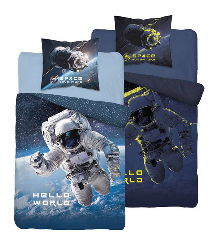 4025 A Fluo 133 Pościel bawełniana świecąca w ciemności kosmonauta Detexpol  