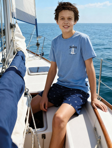 Piżama chłopięca Cornette Young Boy 790/127 Pacific bawełniana niebieska