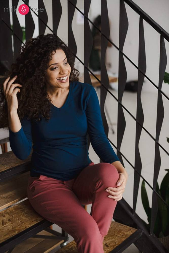 Milk Shirt Bluzka do karmienia i ciążowa z dekoltem w serek poseidon