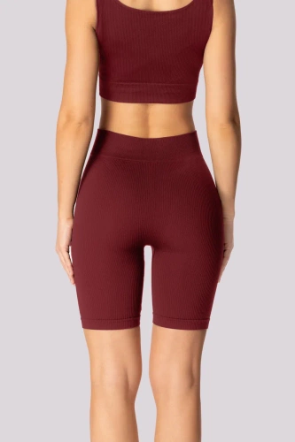 Ribbed spodenki bikery damskie prążek Mona burgund