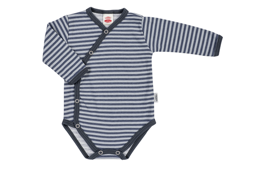 "Strip Types" Makoma Body dzidziuś z długim rękawem niebieski