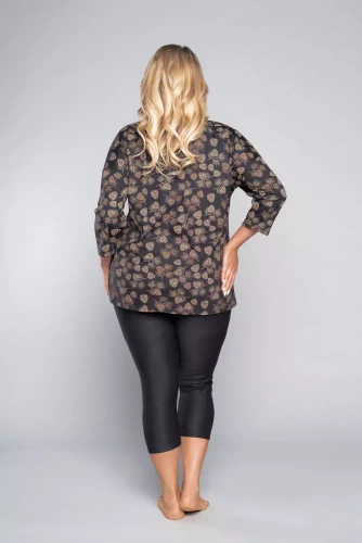 Pinnia Piżama Damska 3/4 rękaw, 3/4 spodnie Italian Fashion - druk/grafitowy