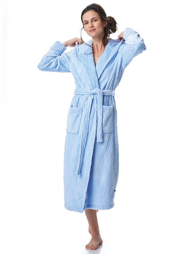 LGL 803 Długi Szlafrok Damski Key niebieski